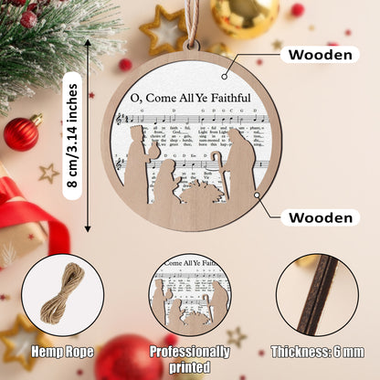 O Come, All Ye Faithful Layered Wooden Ornament