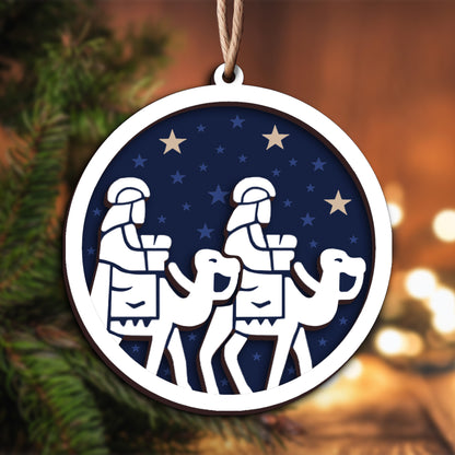Wise Men Follow The Star Layered Wooden Ornament