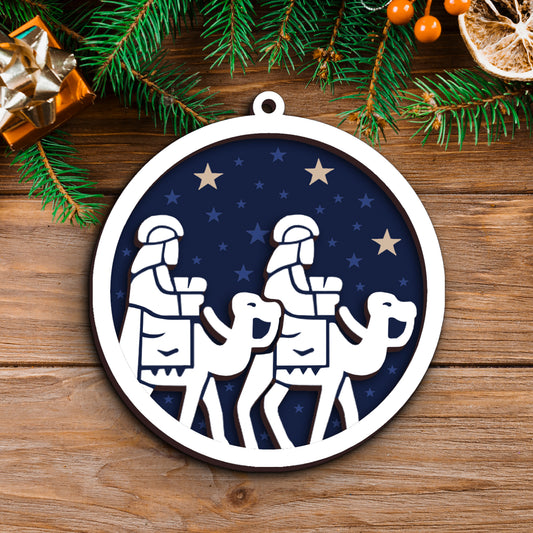 Wise Men Follow The Star Layered Wooden Ornament