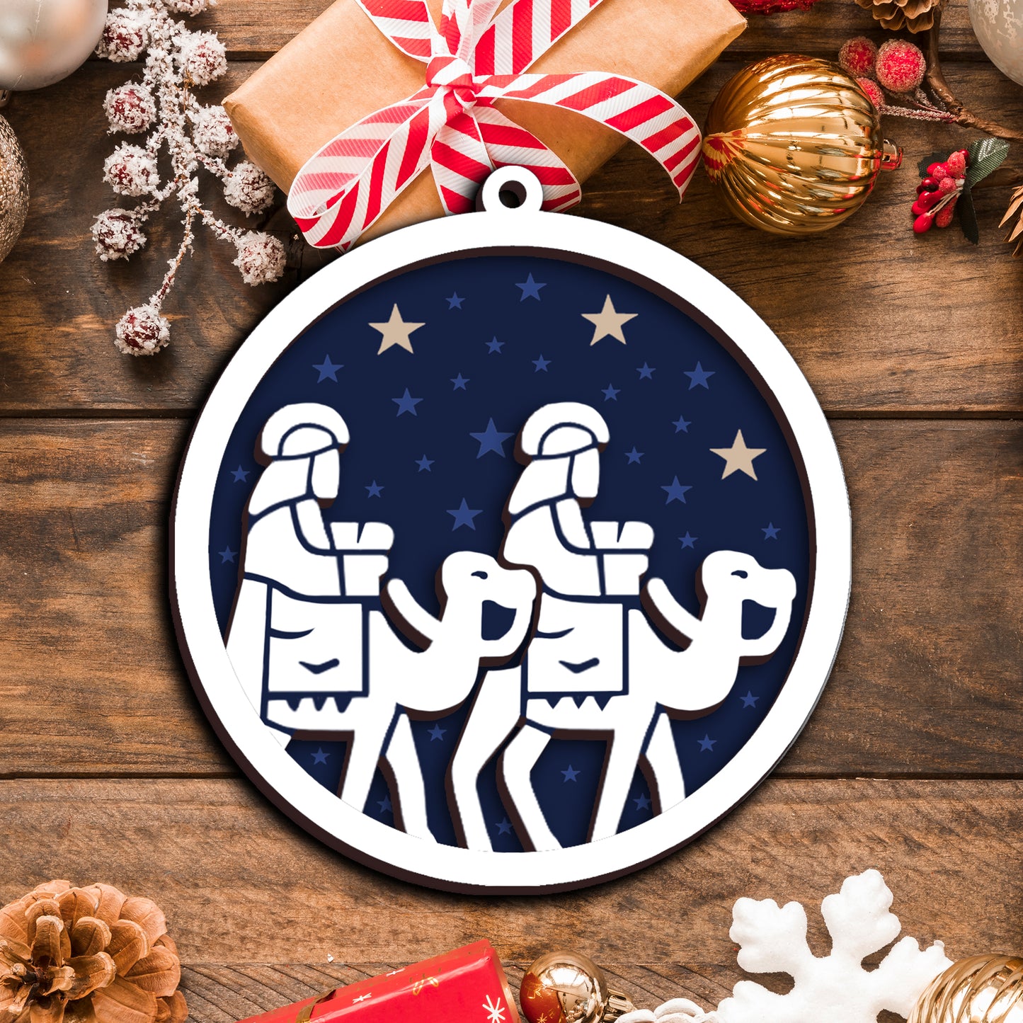 Wise Men Follow The Star Layered Wooden Ornament