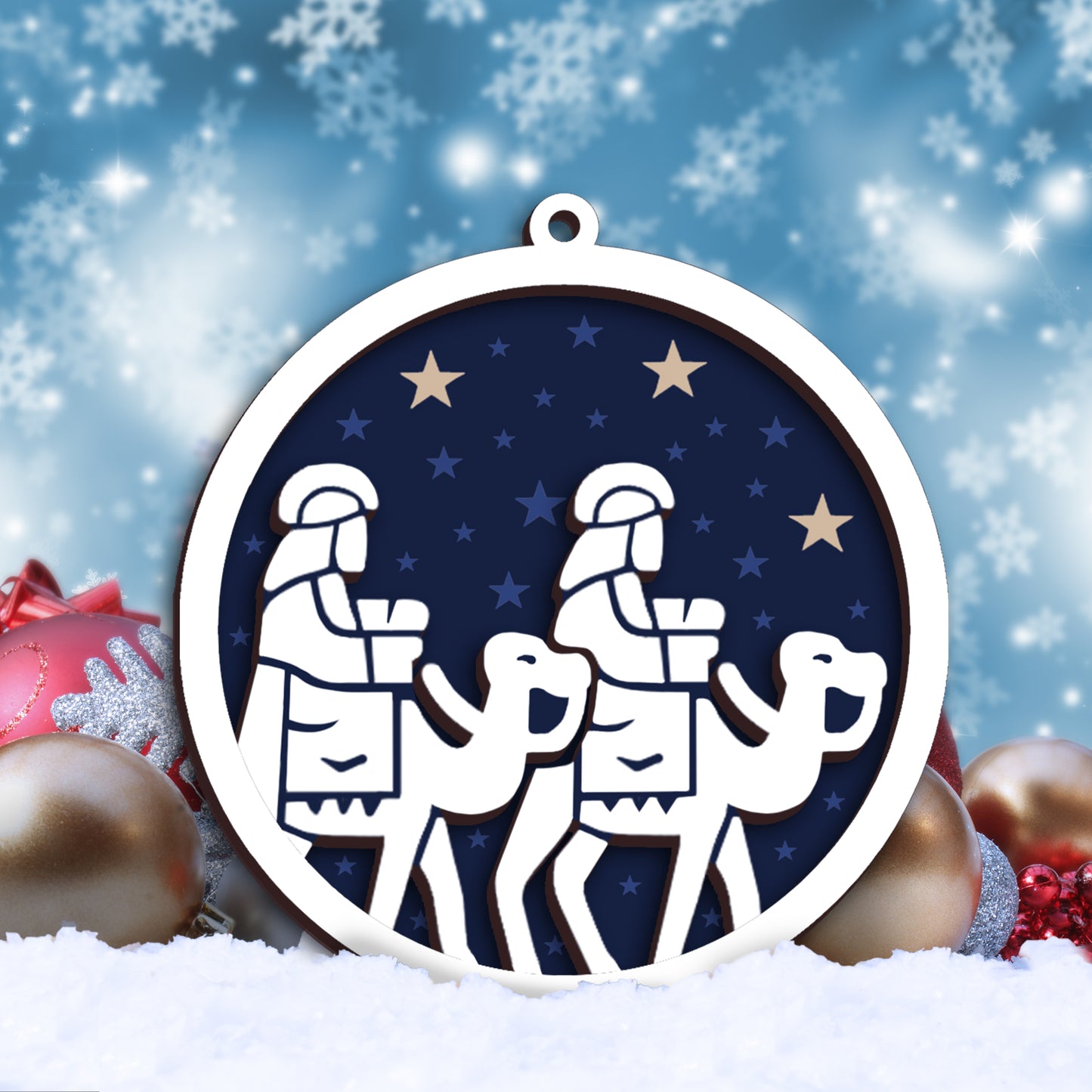 Wise Men Follow The Star Layered Wooden Ornament