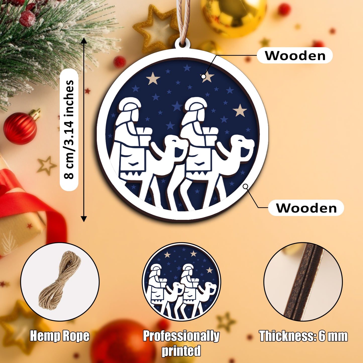 Wise Men Follow The Star Layered Wooden Ornament