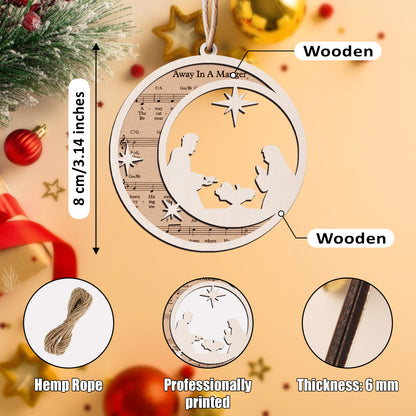 Away In Manger - Special Round Shape Layered Wooden Ornament