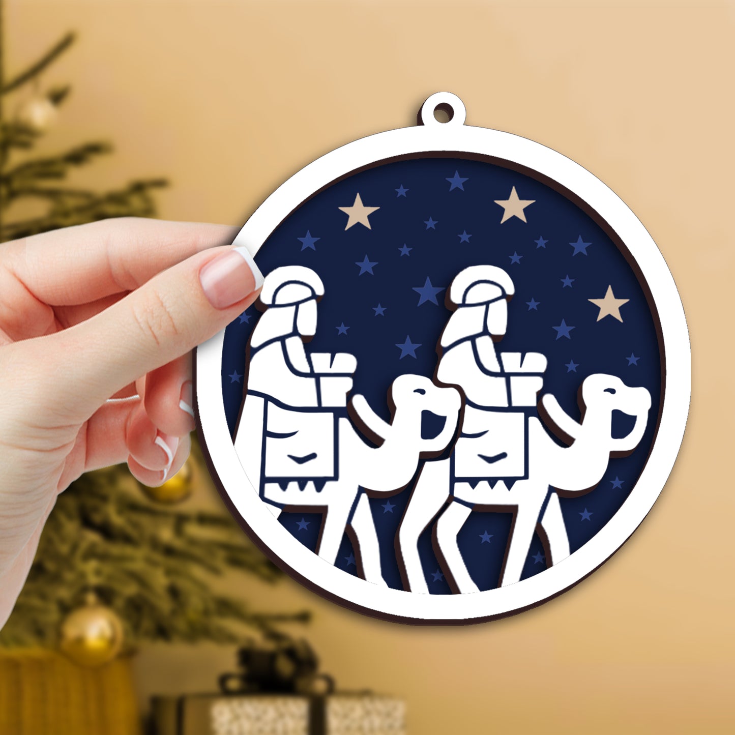 Wise Men Follow The Star Layered Wooden Ornament