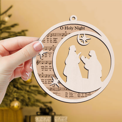 O Holy Night - Special Round Shape Layered Wooden Ornament