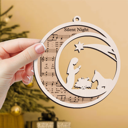Silent Night - Special Round Shape Layered Wooden Ornament