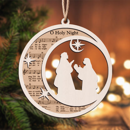O Holy Night - Special Round Shape Layered Wooden Ornament