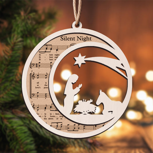 Silent Night - Special Round Shape Layered Wooden Ornament