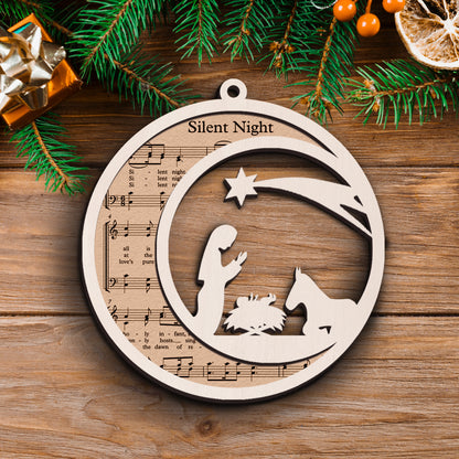 Silent Night - Special Round Shape Layered Wooden Ornament