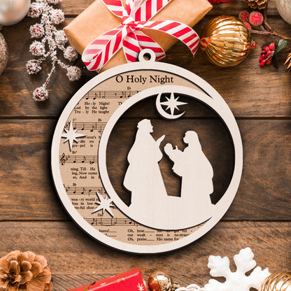 O Holy Night - Special Round Shape Layered Wooden Ornament