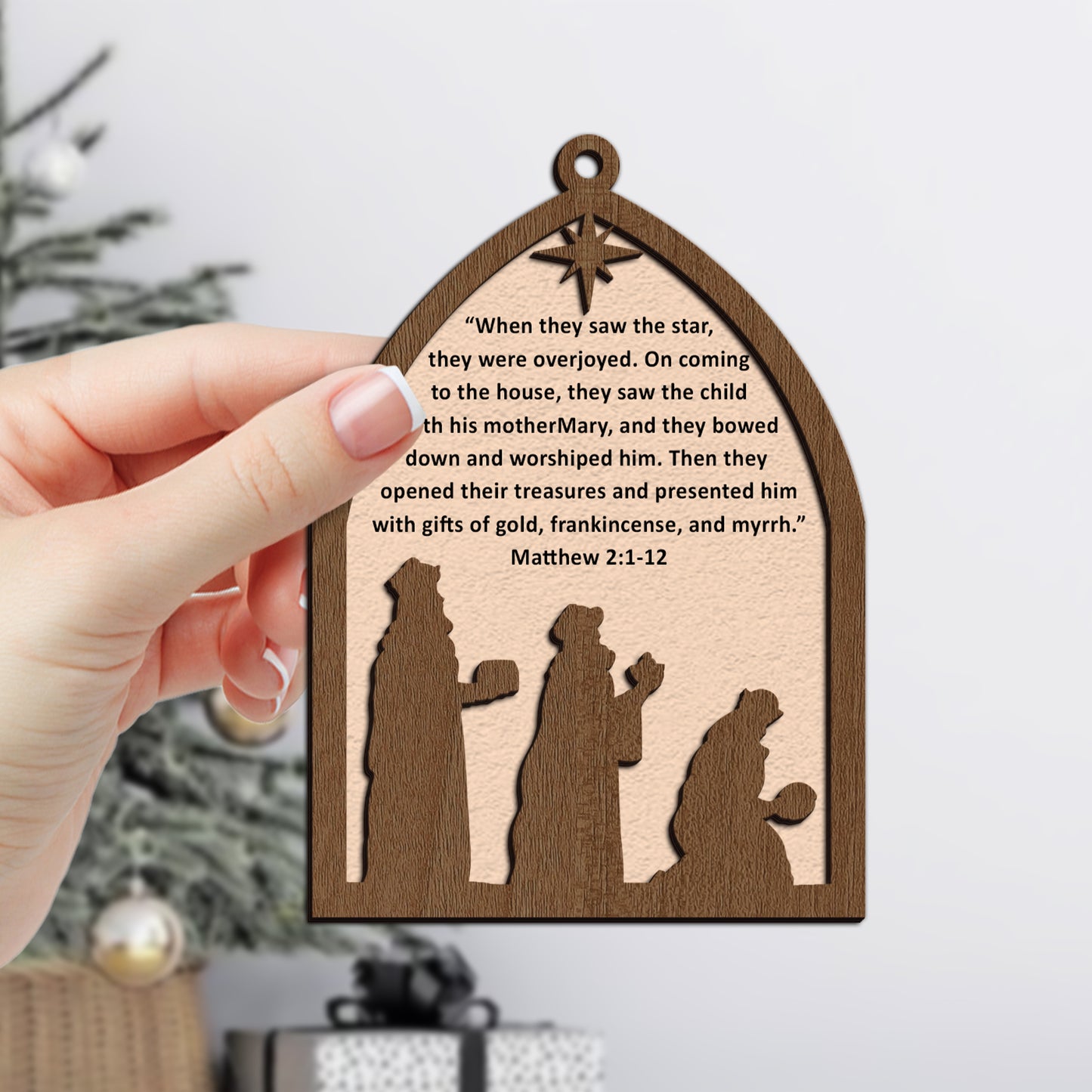 Wise Men Nativity Scene Wooden Ornament