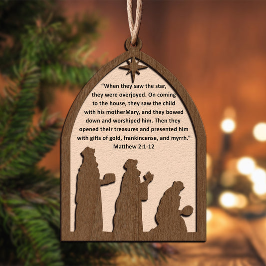 Wise Men Nativity Scene Wooden Ornament