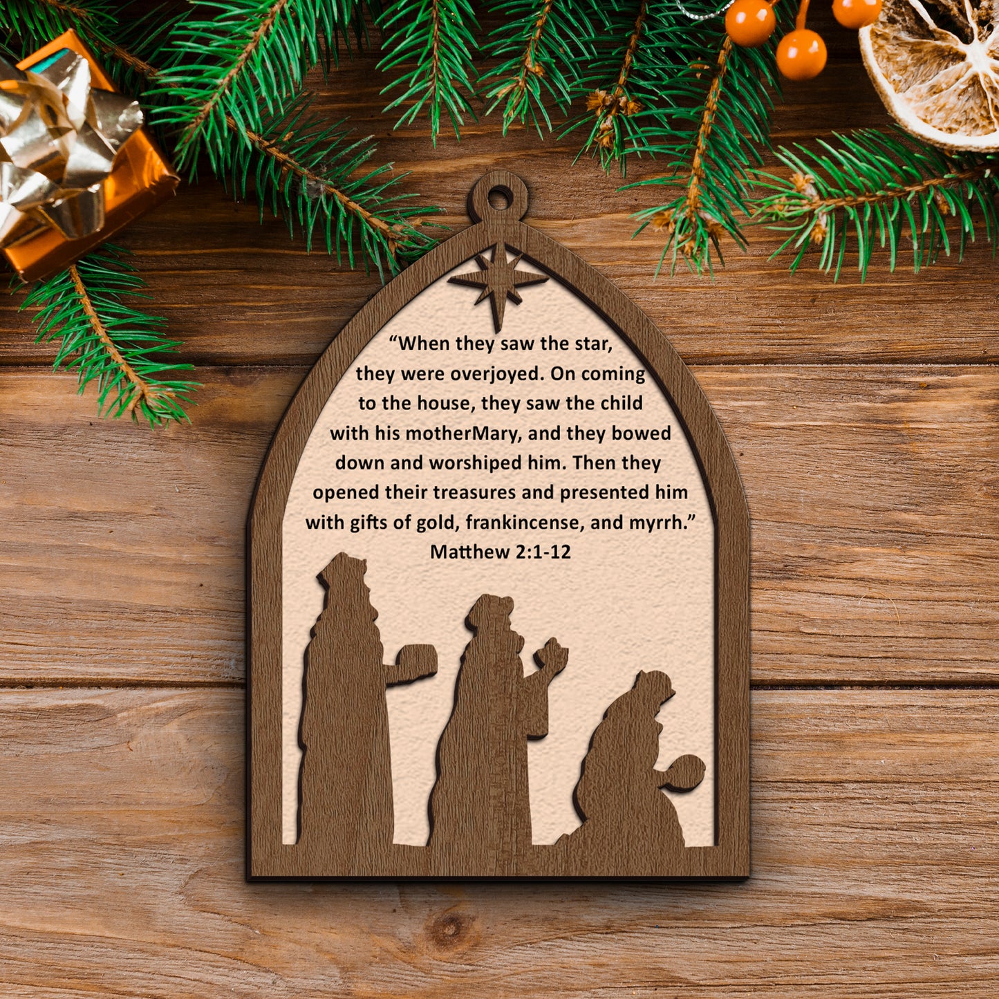 Wise Men Nativity Scene Wooden Ornament