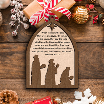 Wise Men Nativity Scene Wooden Ornament