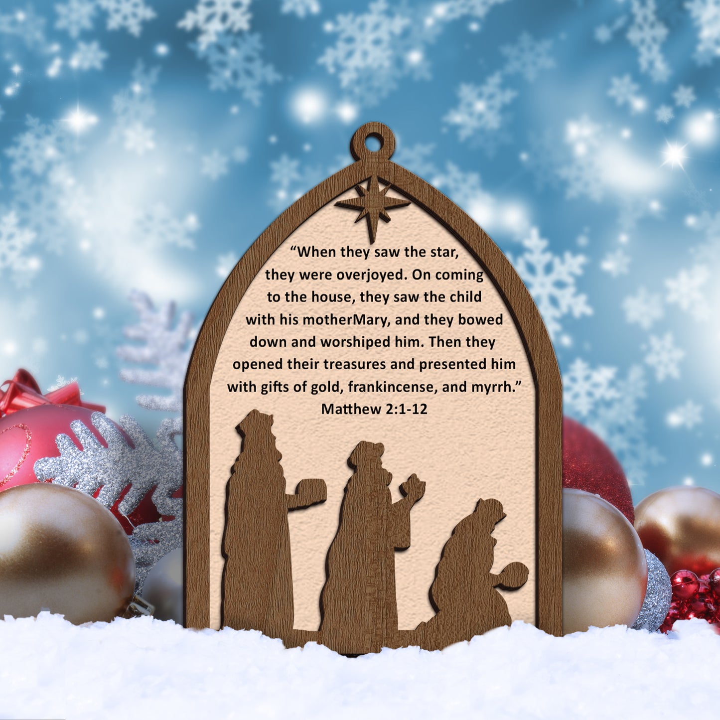 Wise Men Nativity Scene Wooden Ornament