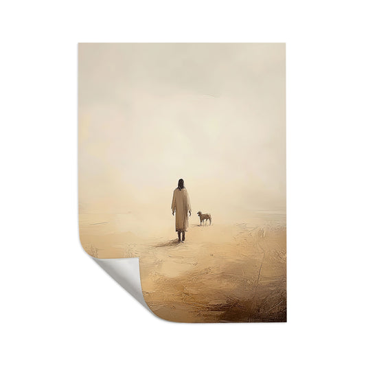 Christian with Sheep Poster Wall Art