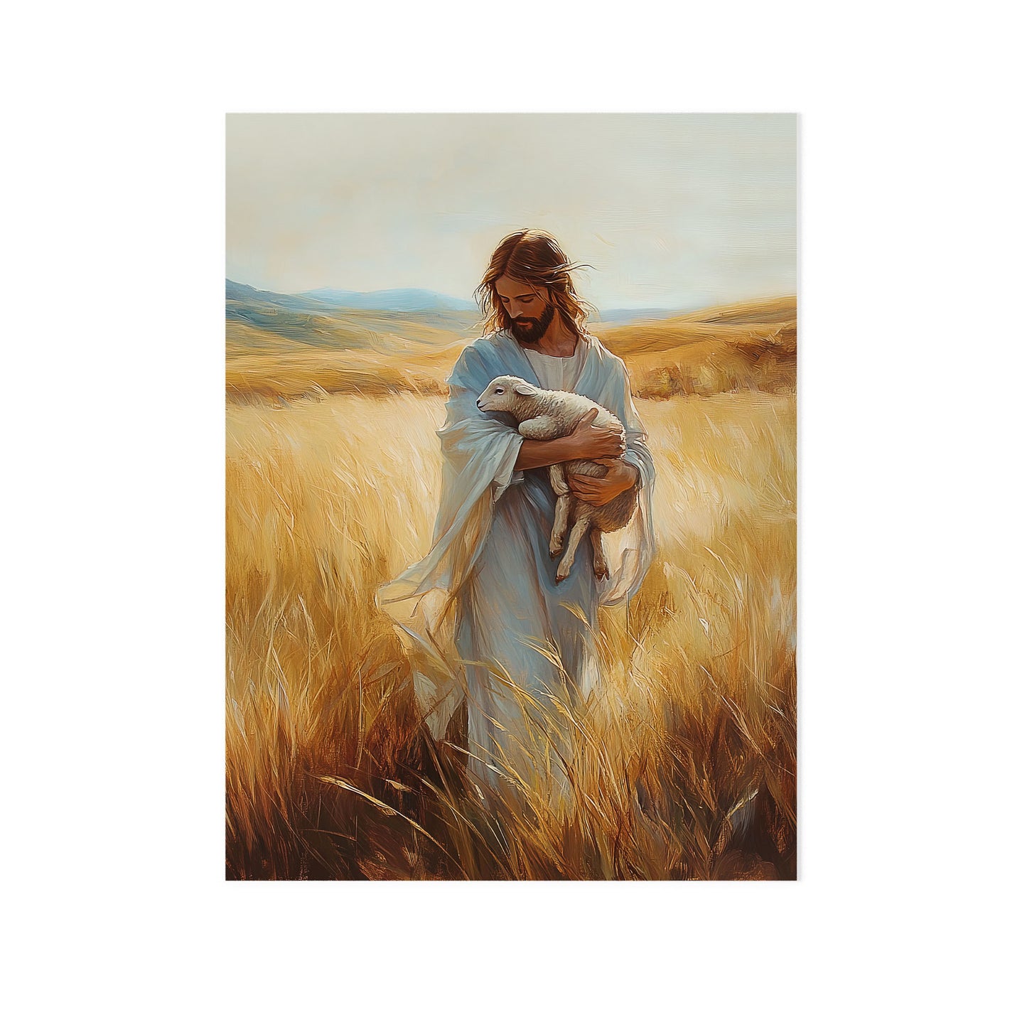 Christian Holding Sheep Poster Wall Art