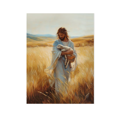 Christian Holding Sheep Poster Wall Art
