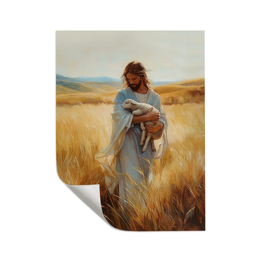 Christian Holding Sheep Poster Wall Art