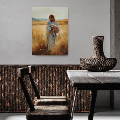 Christian Holding Sheep Poster Wall Art