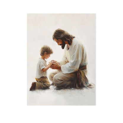 Peaceful Moment Little Boy Praying Poster Wall Art