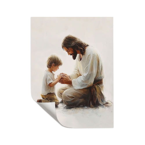 Peaceful Moment Little Boy Praying Poster Wall Art