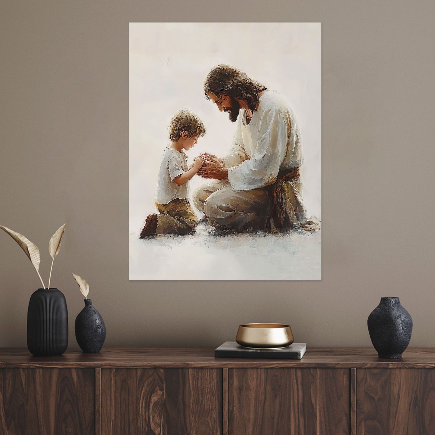 Peaceful Moment Little Boy Praying Poster Wall Art