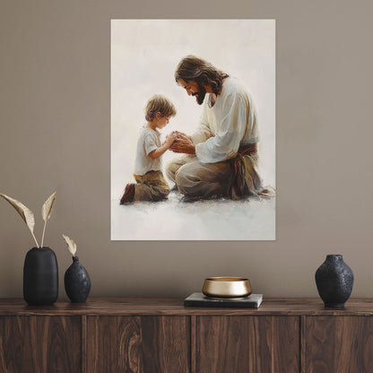 Peaceful Moment Little Boy Praying Poster Wall Art