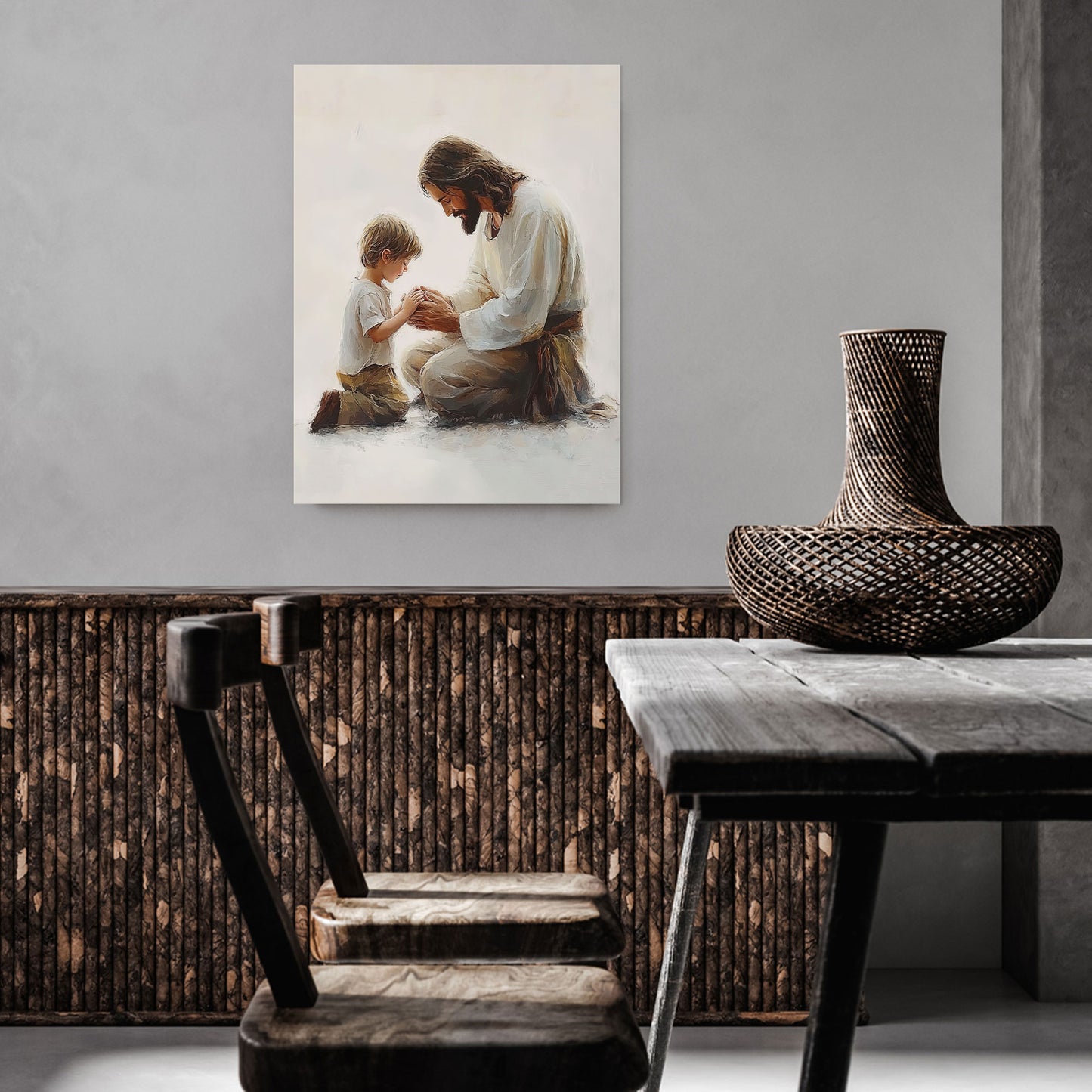 Peaceful Moment Little Boy Praying Poster Wall Art