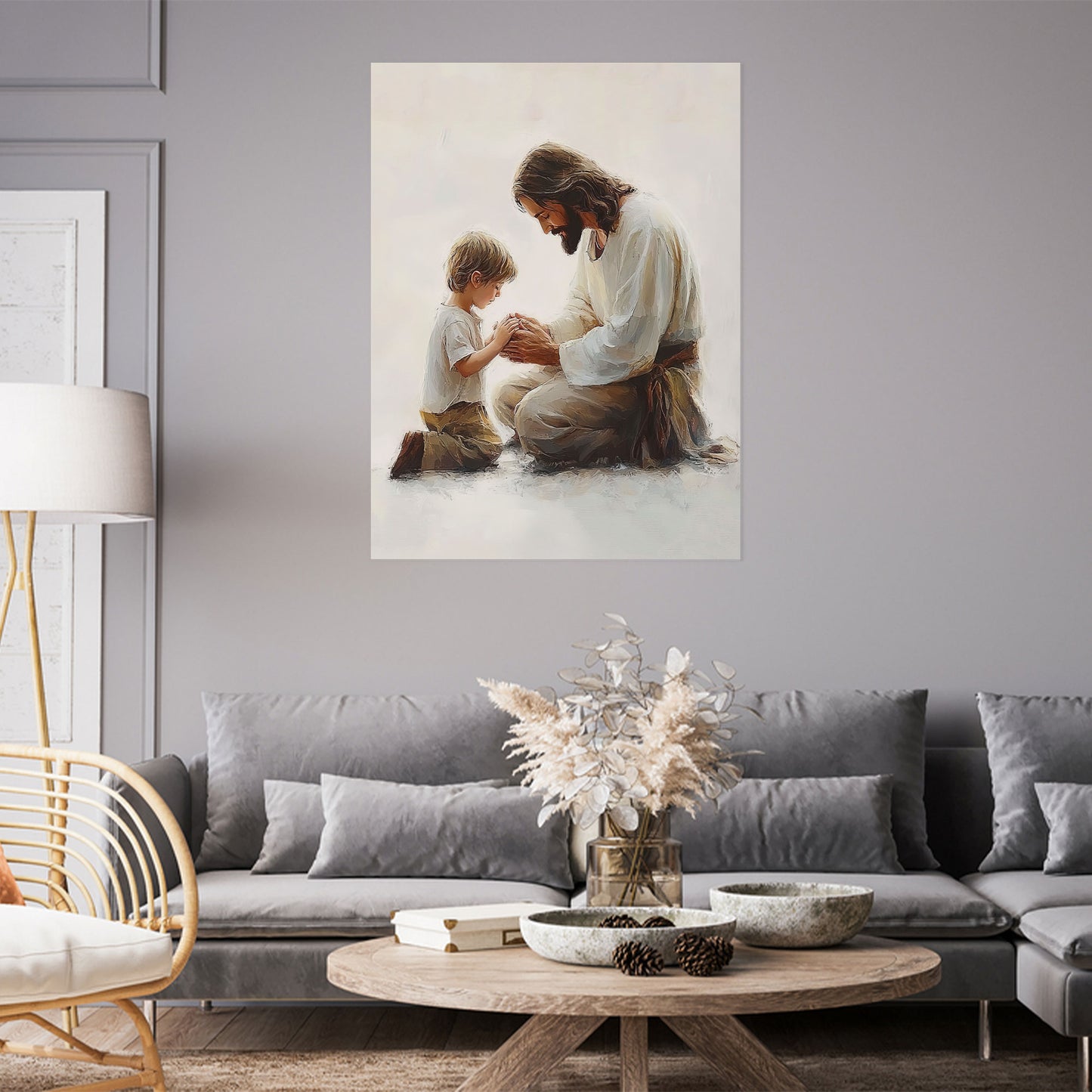 Peaceful Moment Little Boy Praying Poster Wall Art