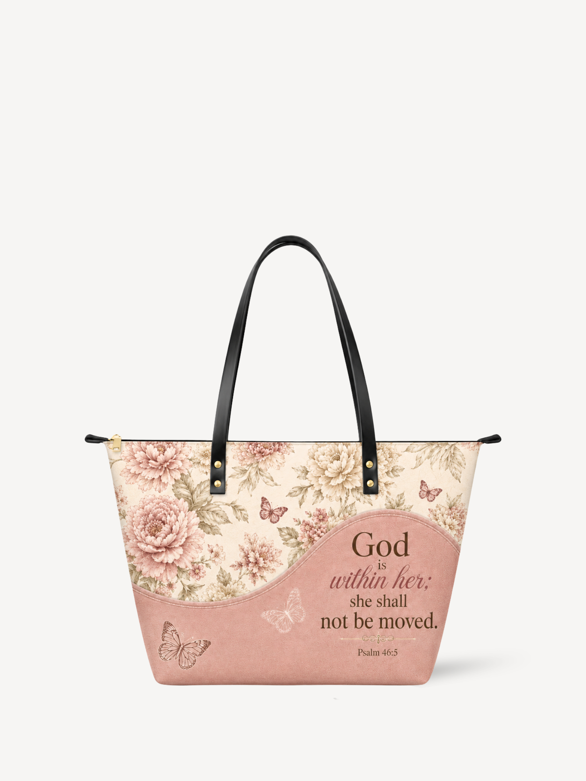 Pure Bloom PU Leather Tote Bag - Christian Tote Bag, front view