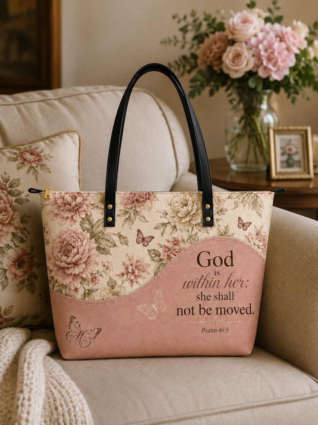 "Pure Bloom" Leather Tote Bag