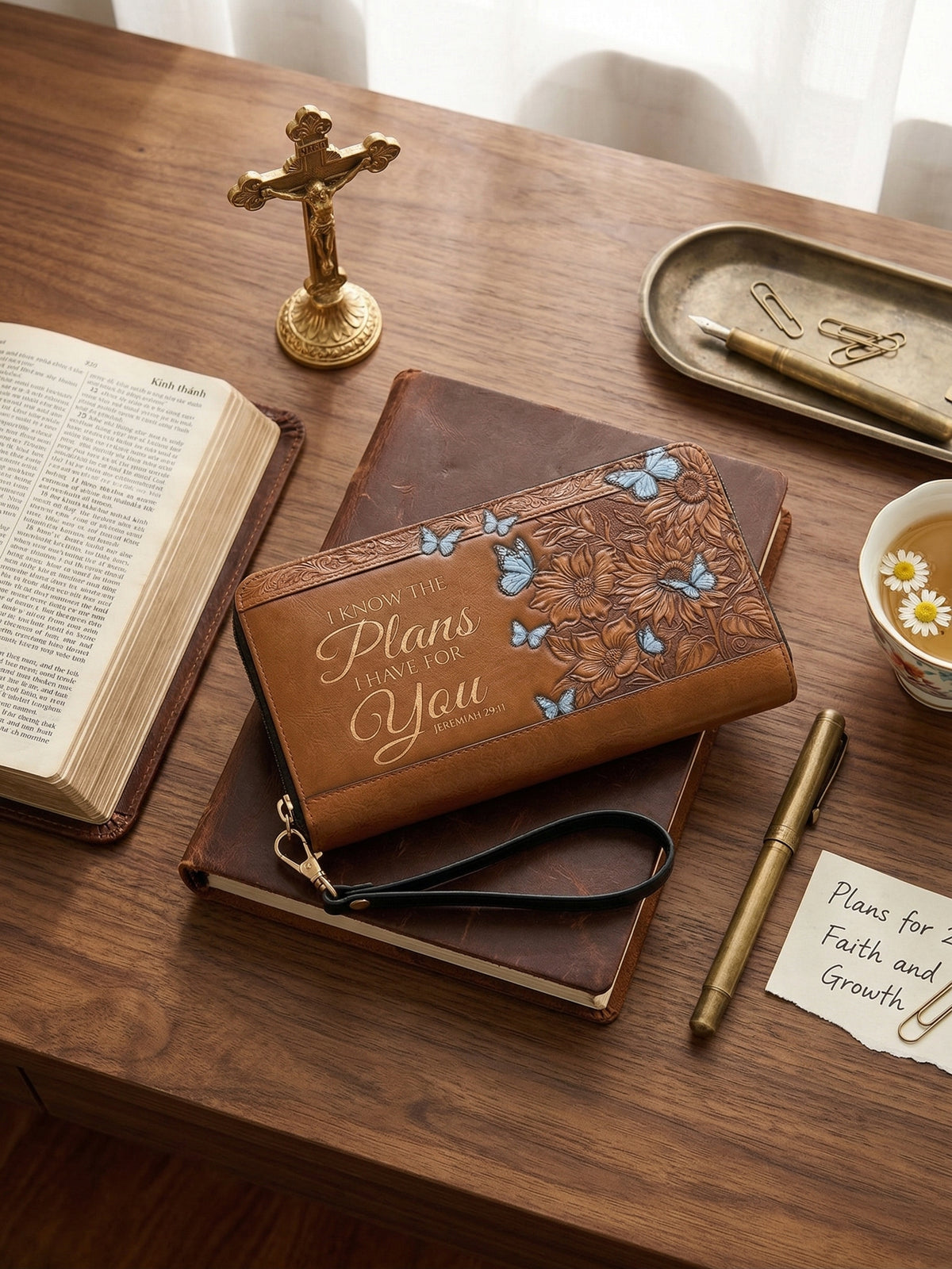 Renewal & Promise PU Leather Wallet - Christian Wallet, styled in the home