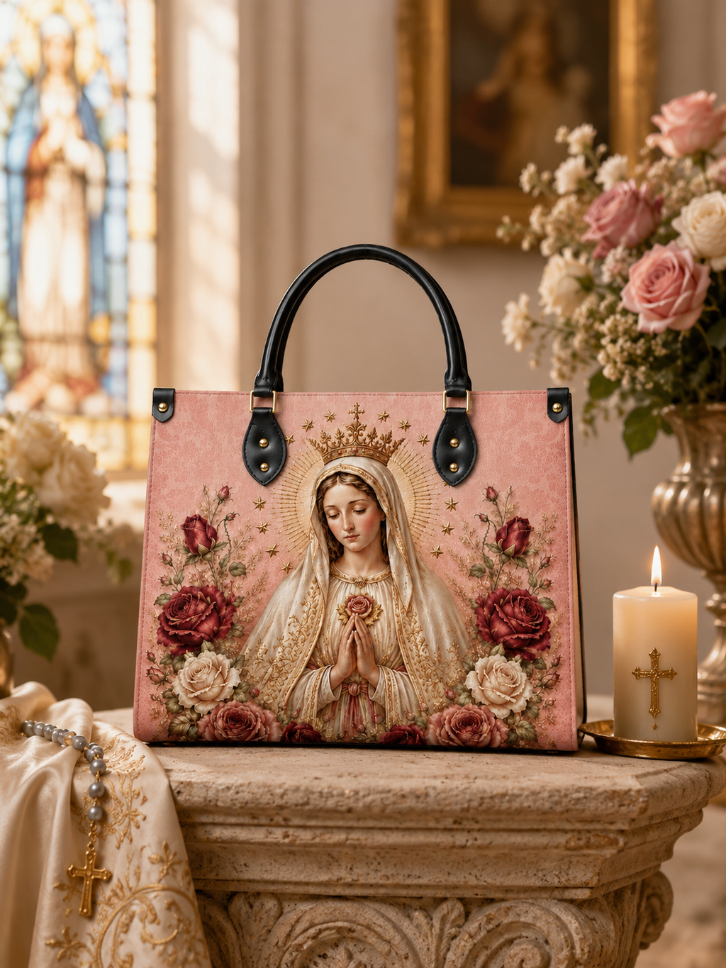 "Rosa Mystica"  Leather Handbag
