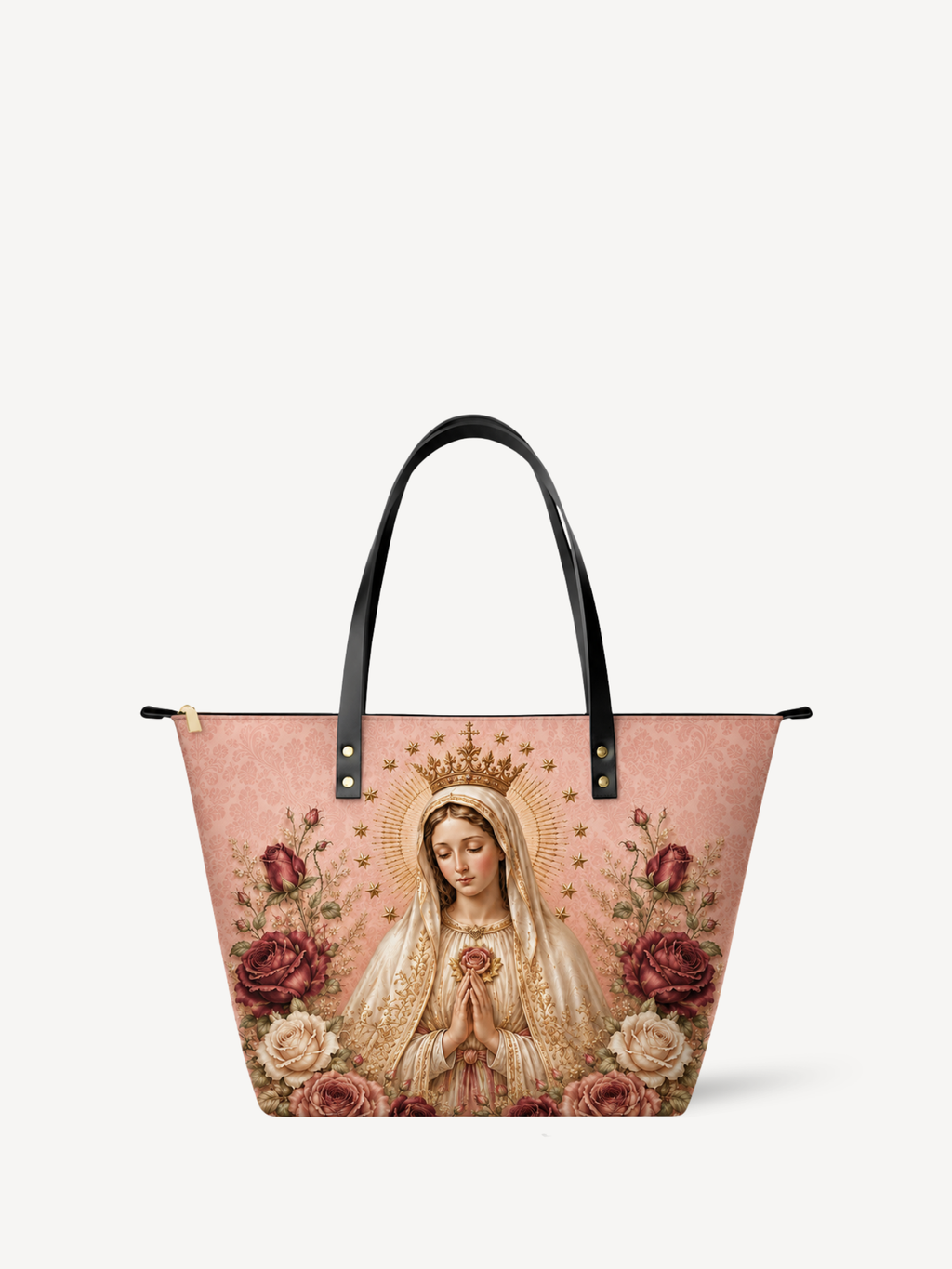 "Rosa Mystica"  Leather Tote Bag