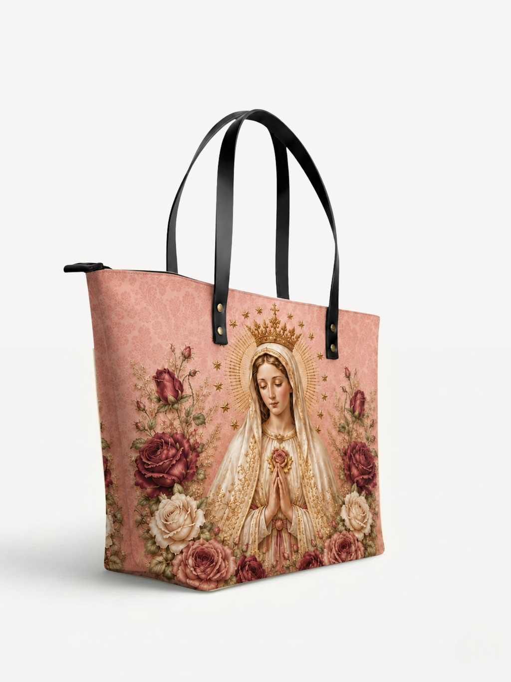 "Rosa Mystica"  Leather Tote Bag