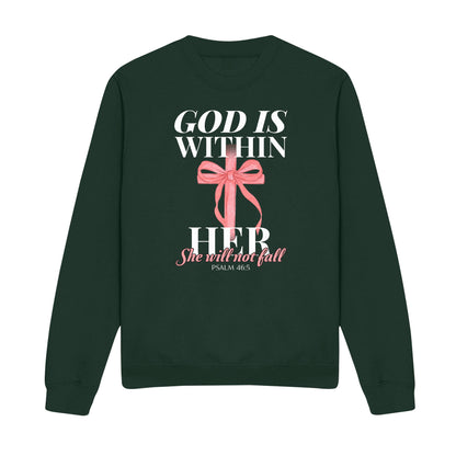 Within Her, She Will Not Fall Christian Sweatshirt