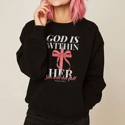 Within Her, She Will Not Fall Christian Sweatshirt
