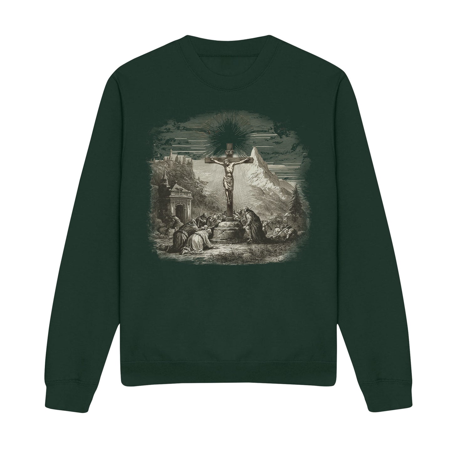 Cross Scene Graphic Christian Sweatshirt