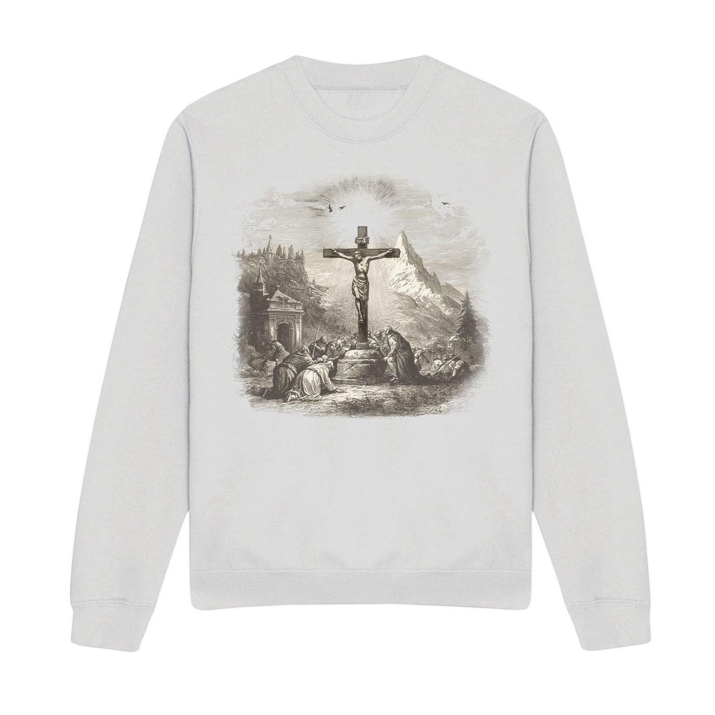 Cross Scene Graphic Christian Sweatshirt