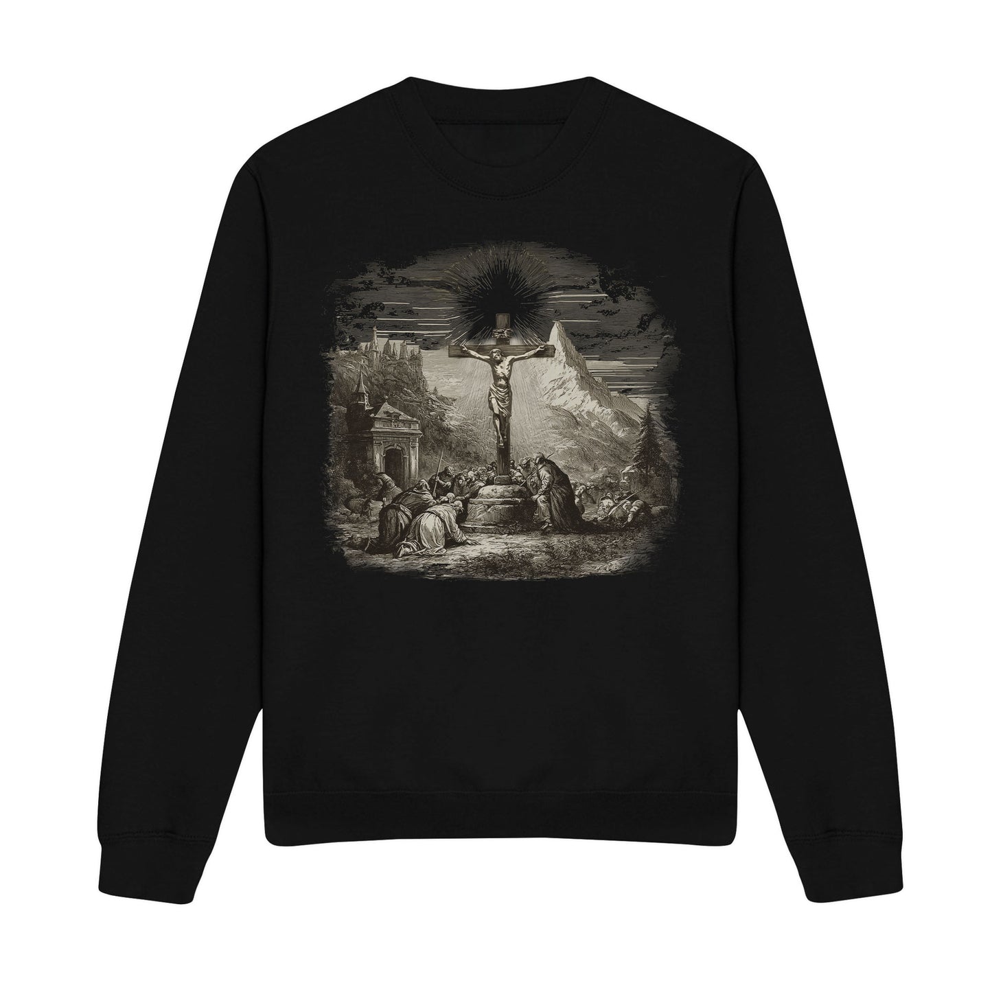 Cross Scene Graphic Christian Sweatshirt
