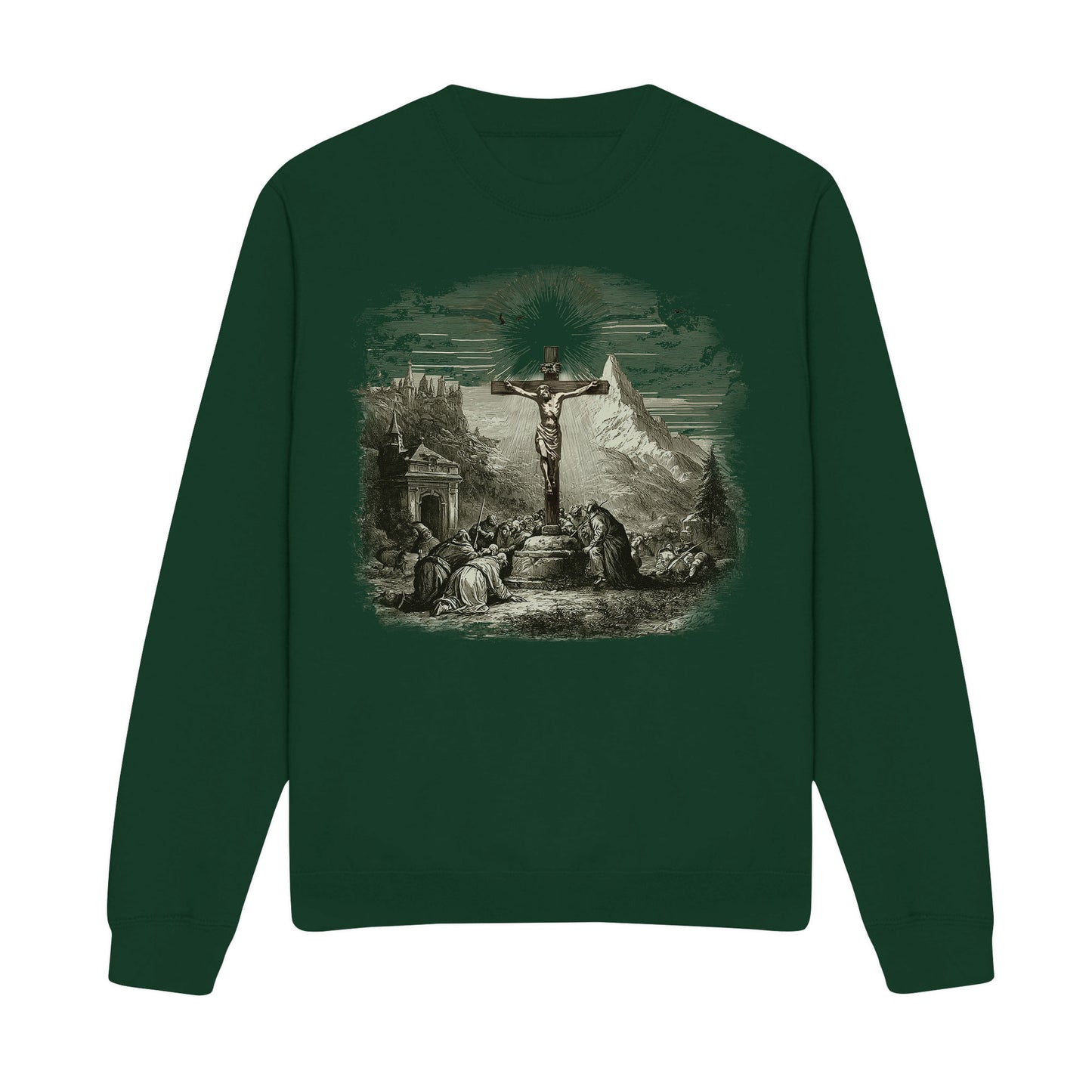 Cross Scene Graphic Christian Sweatshirt