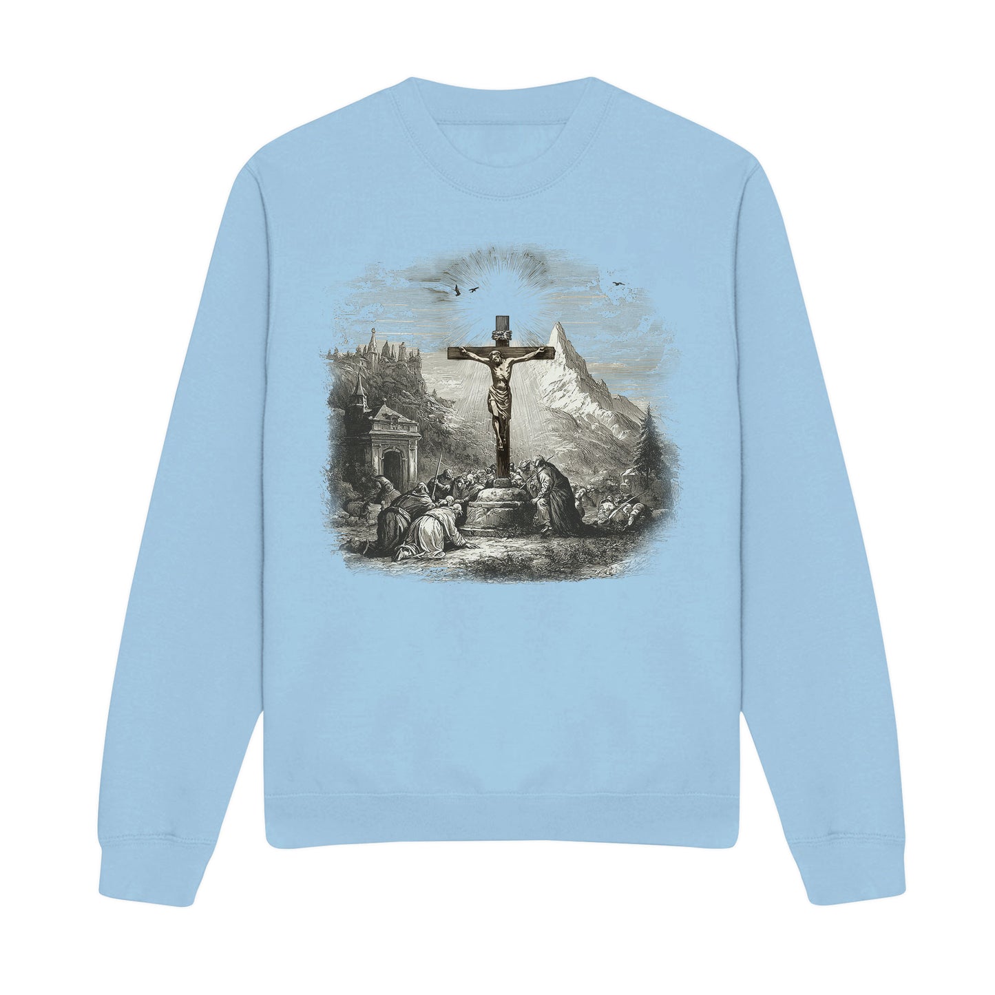 Cross Scene Graphic Christian Sweatshirt