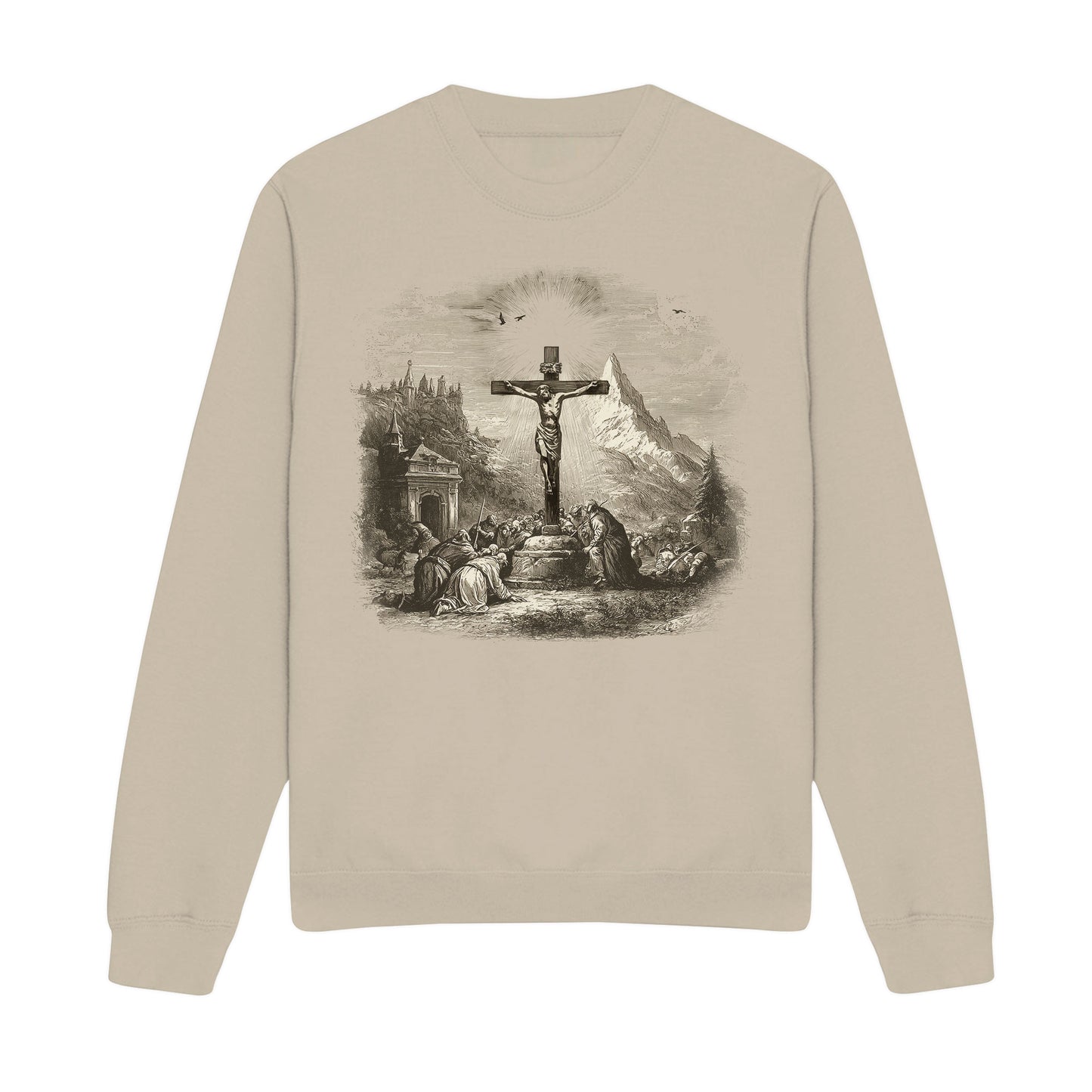 Cross Scene Graphic Christian Sweatshirt