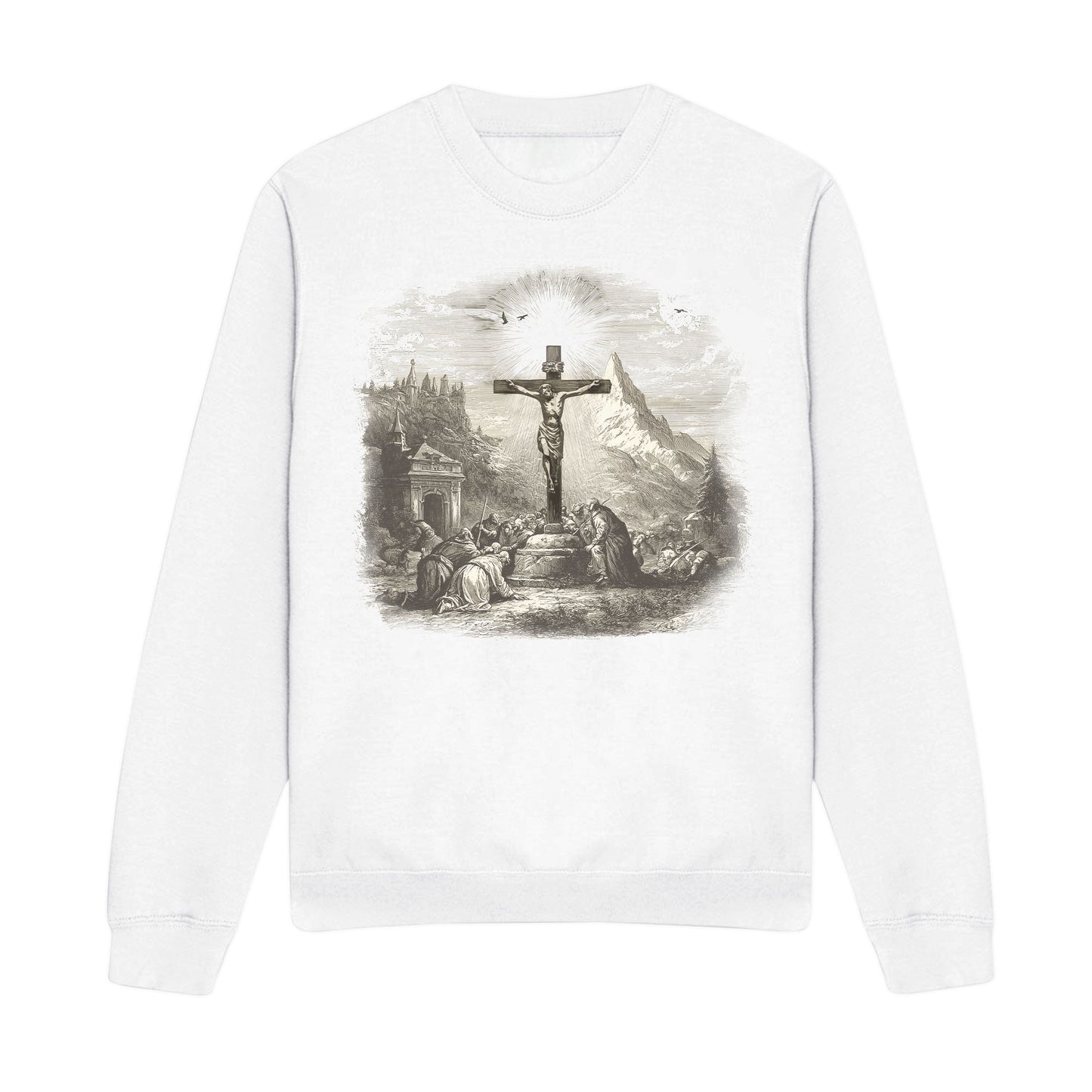 Cross Scene Graphic Christian Sweatshirt