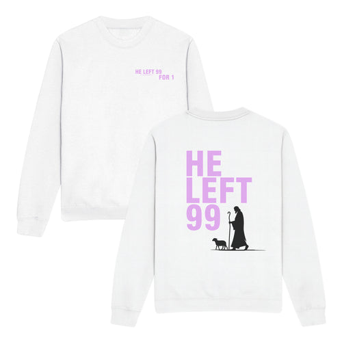HE LEFT 99 Double-Sided Graphic Christian Sweatshirt
