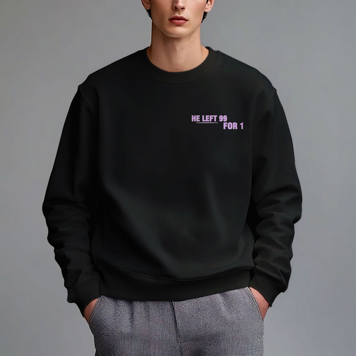 HE LEFT 99 Double-Sided Graphic Christian Sweatshirt