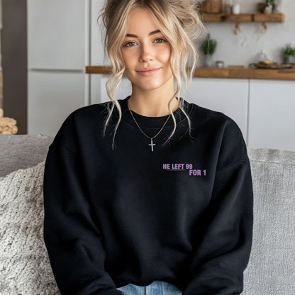 HE LEFT 99 Double-Sided Graphic Christian Sweatshirt