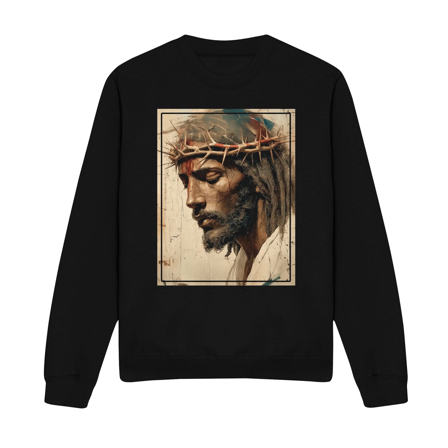 Black Jesus Shirt Face Of Jesus Cross With Crown Sweatshirt