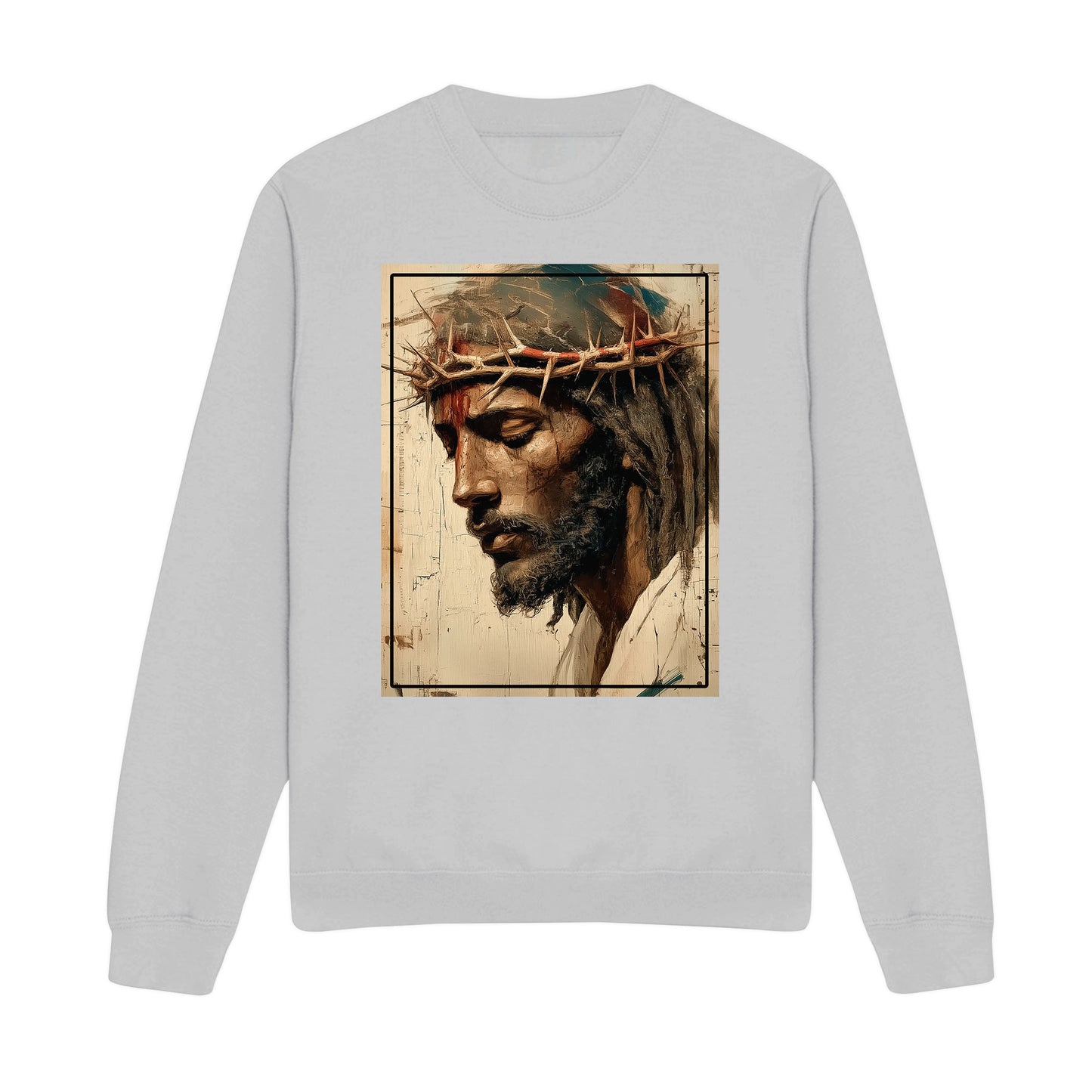 Black Jesus Shirt Face Of Jesus Cross With Crown Sweatshirt